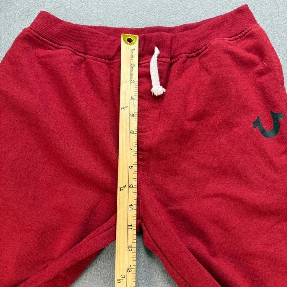 True Religion Jogger Sweatpants Tapered Fleece XL Red Horseshoe Logo Athletic